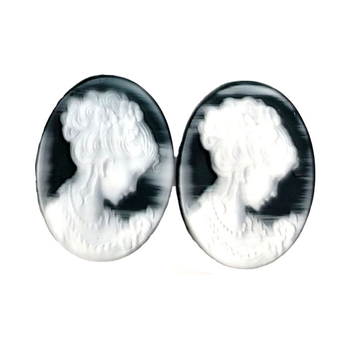 22X30MM WOMAN CAMEO CAT'S EYE BLACK